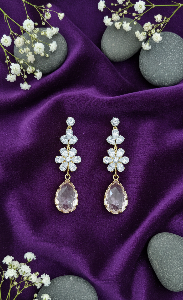 Quartz Bloom Dangle Earrings