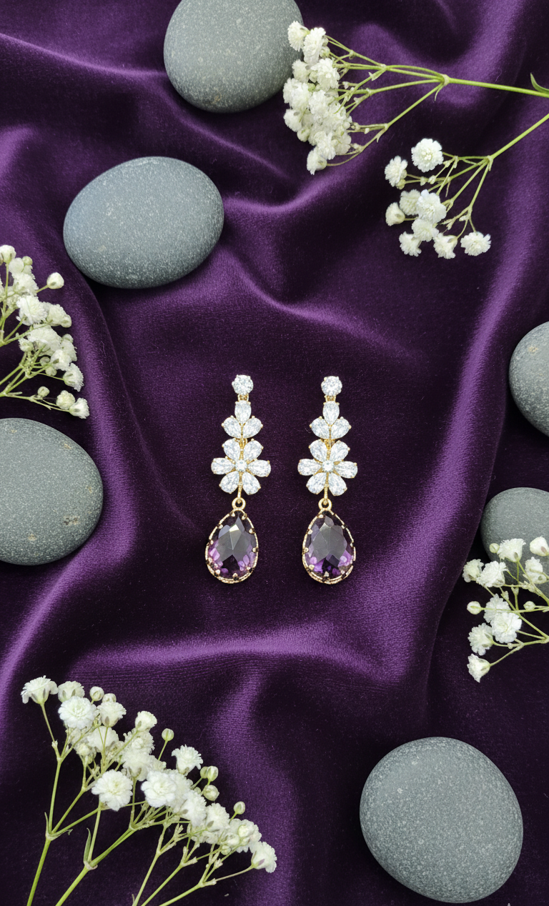 Quartz Bloom Dangle Earrings