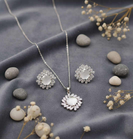Stellar Bloom Necklace and Earrings Set