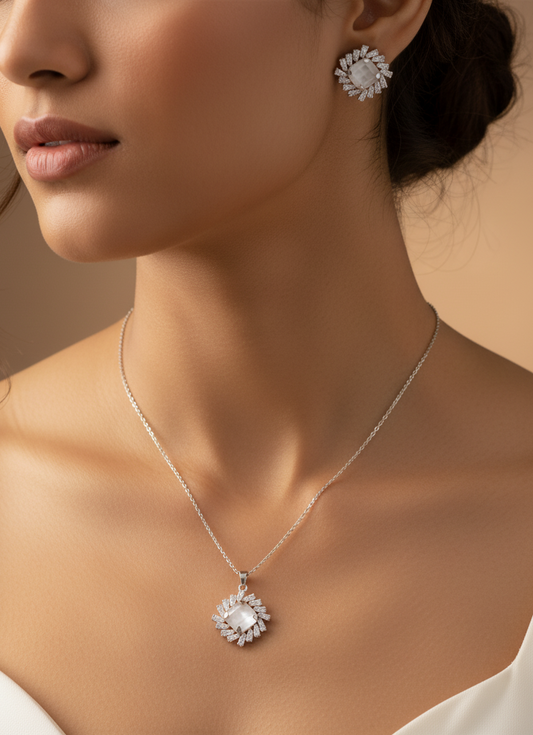 Stellar Bloom Necklace and Earrings Set