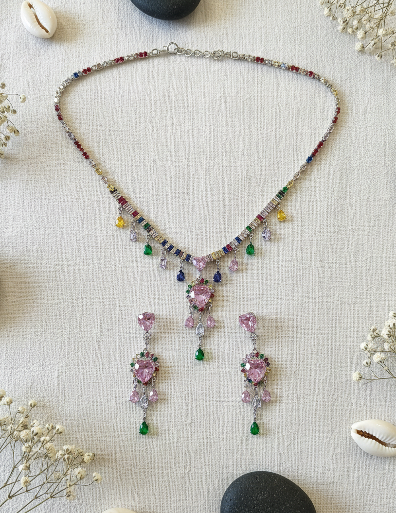 "Diamond Dust Cascade" Necklace and Earrings Set