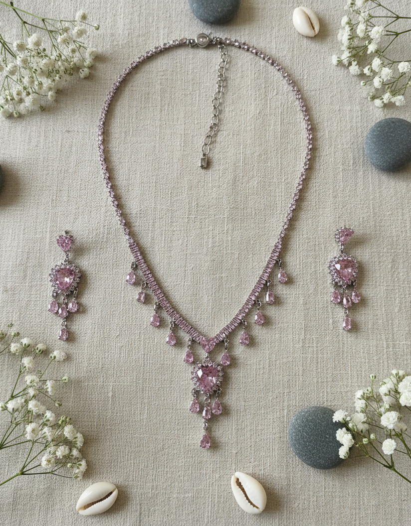 "Diamond Dust Cascade" Necklace and Earrings Set