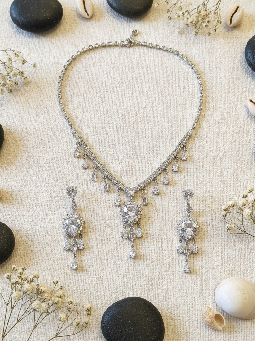 "Diamond Dust Cascade" Necklace and Earrings Set
