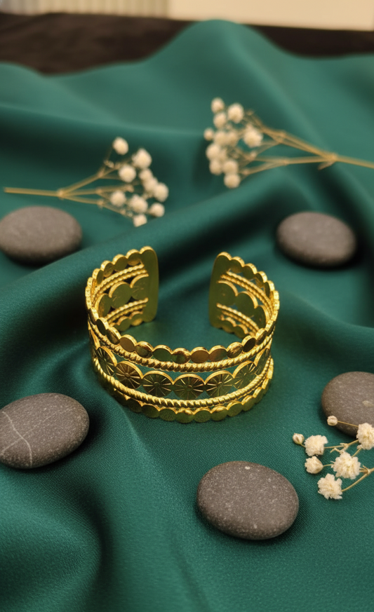 Golden Patterned Cuff Bracelet