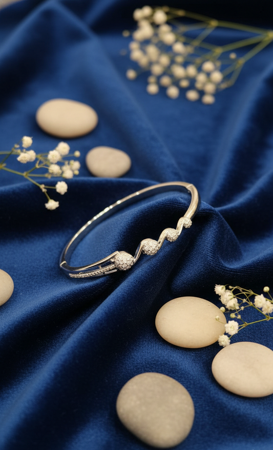 Modern  Beaded and Pave Bangle