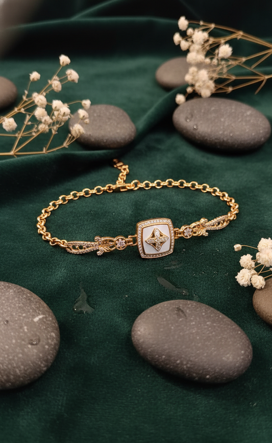 Golden Elegance Square Dial Bracelet