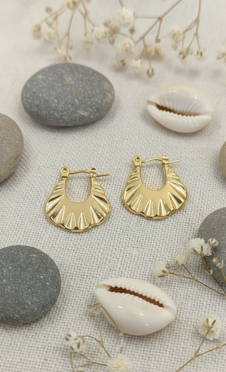 Gilded Fan Hoop Earrings