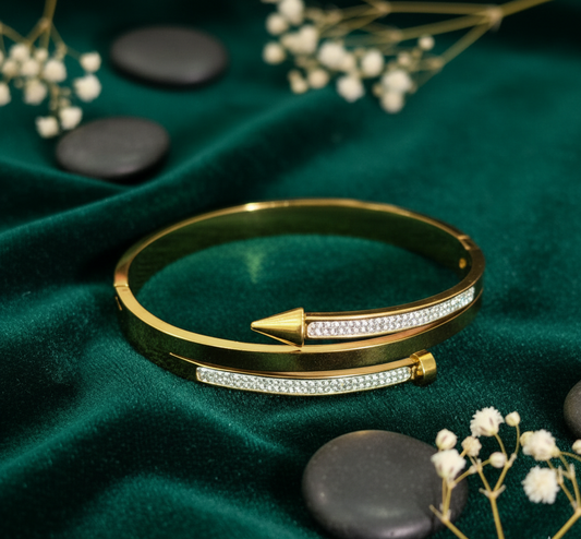 Pave Spike Golden Cuff Bracelet