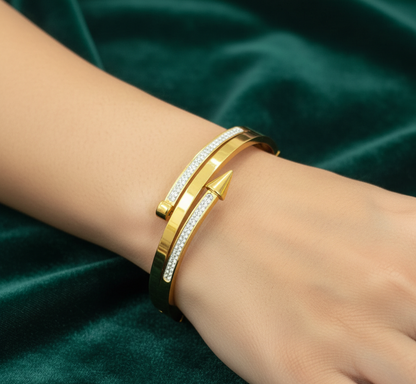 Pave Spike Golden Cuff Bracelet