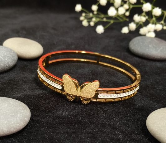 Golden Butterfly Cubic Zirconia Bangle