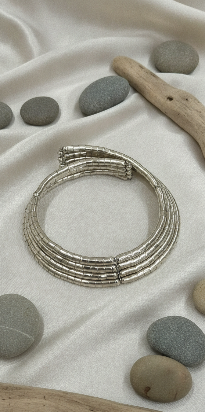 Stacked Silver Coil Necklace