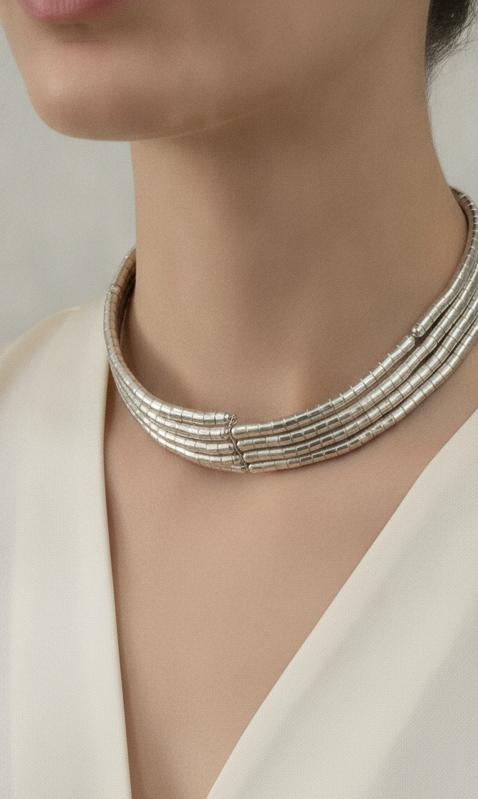 Stacked Silver Coil Necklace