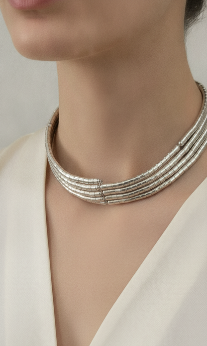 Stacked Silver Coil Necklace