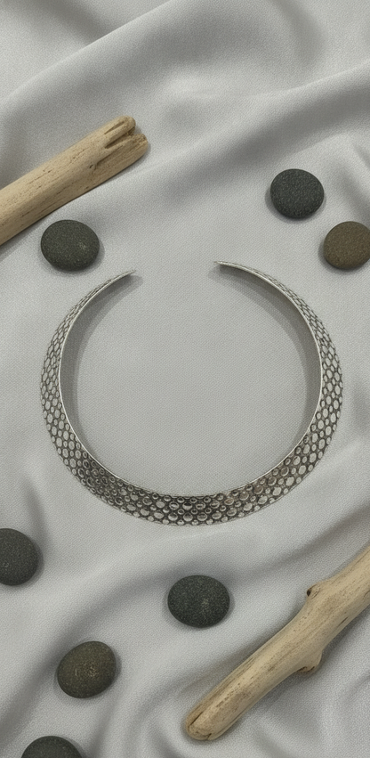 Hammered Silver Choker Necklace
