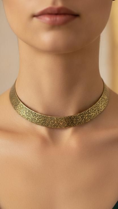 Ornate Golden Bloom Statement Choker