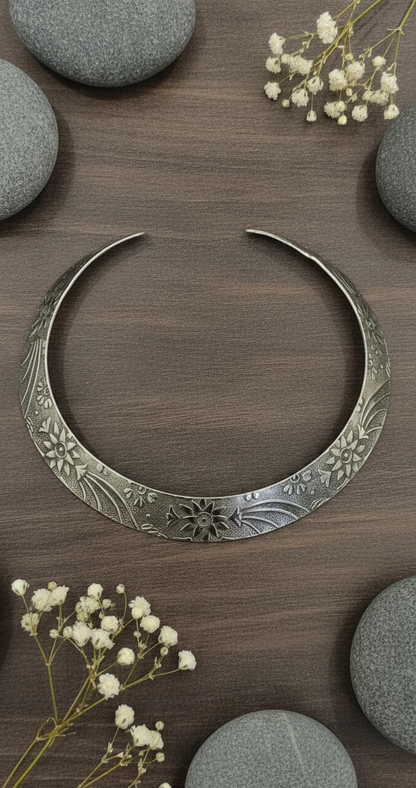 Antique Floral Silver Statement Choker