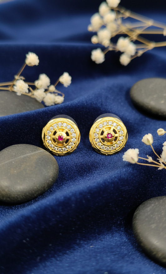 Crimson Halo Stud Earrings