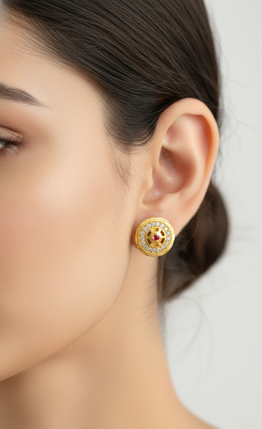 Crimson Halo Stud Earrings