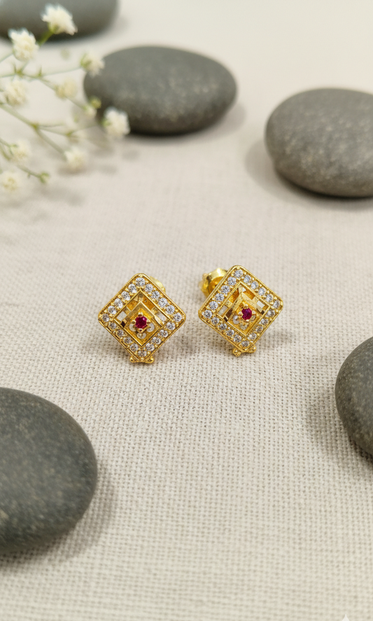 Diamond Lattice Ruby Studs