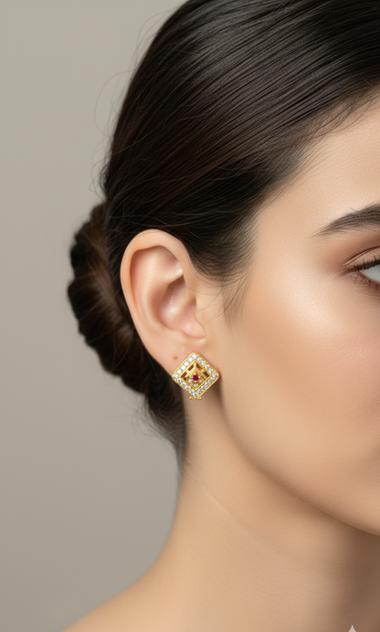 Diamond Lattice Ruby Studs