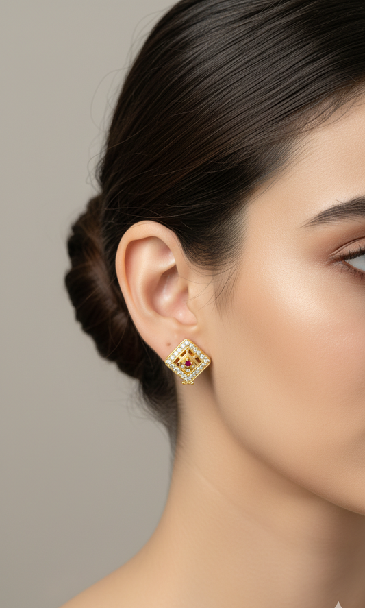 Diamond Lattice Ruby Studs