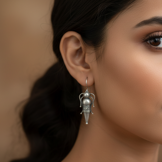 German Silver Ethnic Figurative Earrings