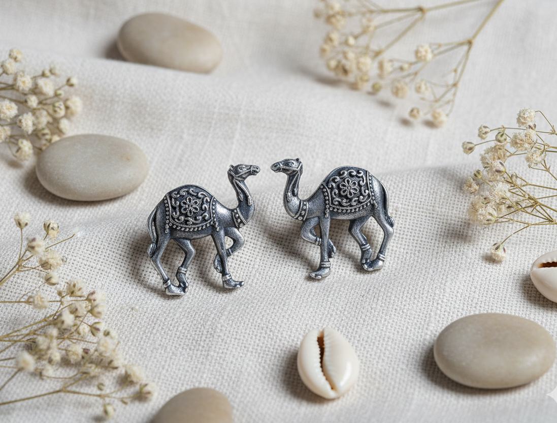 German Silver Camel Earrings
