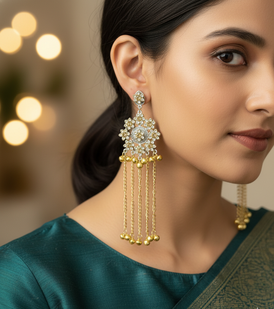 Golden Elegance Dangler Kashmiri Earrings