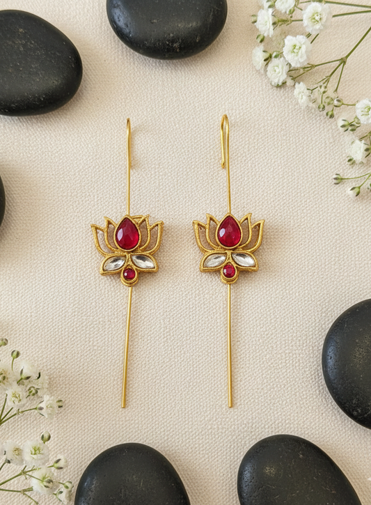 Ruby Lotus Ear Cuffs