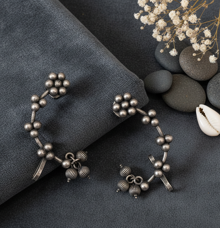 German Silver Floral Ear Cuffs