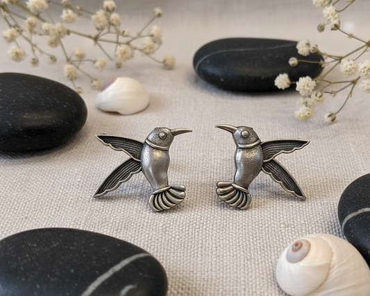 Whimsical Hummingbird Stud Earrings