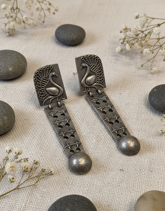 Peacock Cascade Sterling German Silver Earrings