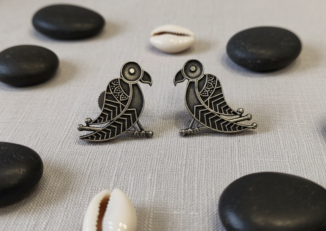 Artisan Parrot Sterling German Silver Earrings