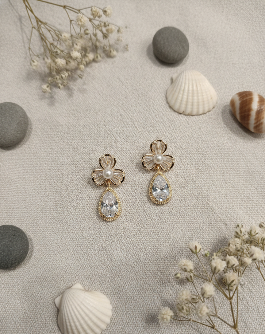 Petal Pearl Teardrop Earrings