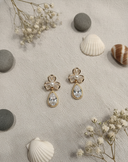 Petal Pearl Teardrop Earrings