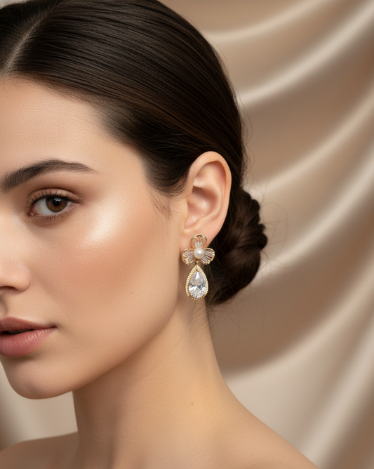 Petal Pearl Teardrop Earrings