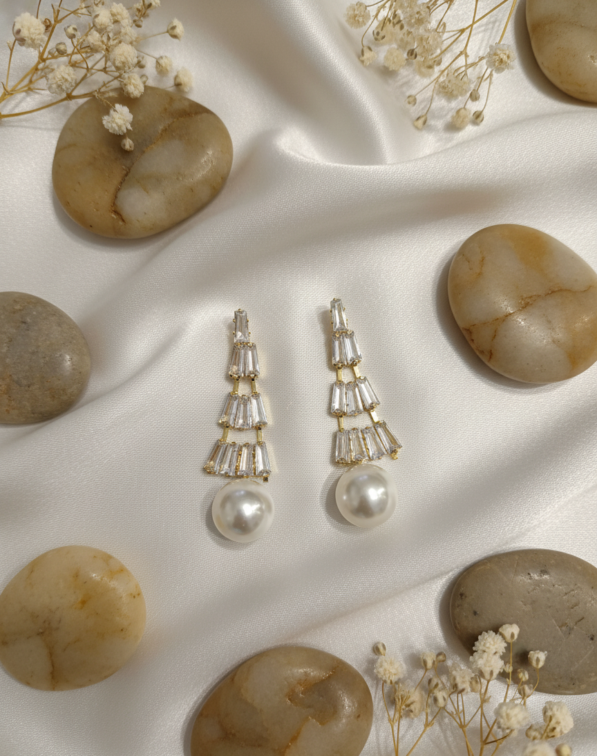 Floral Cascade Pearl Drop Earrings