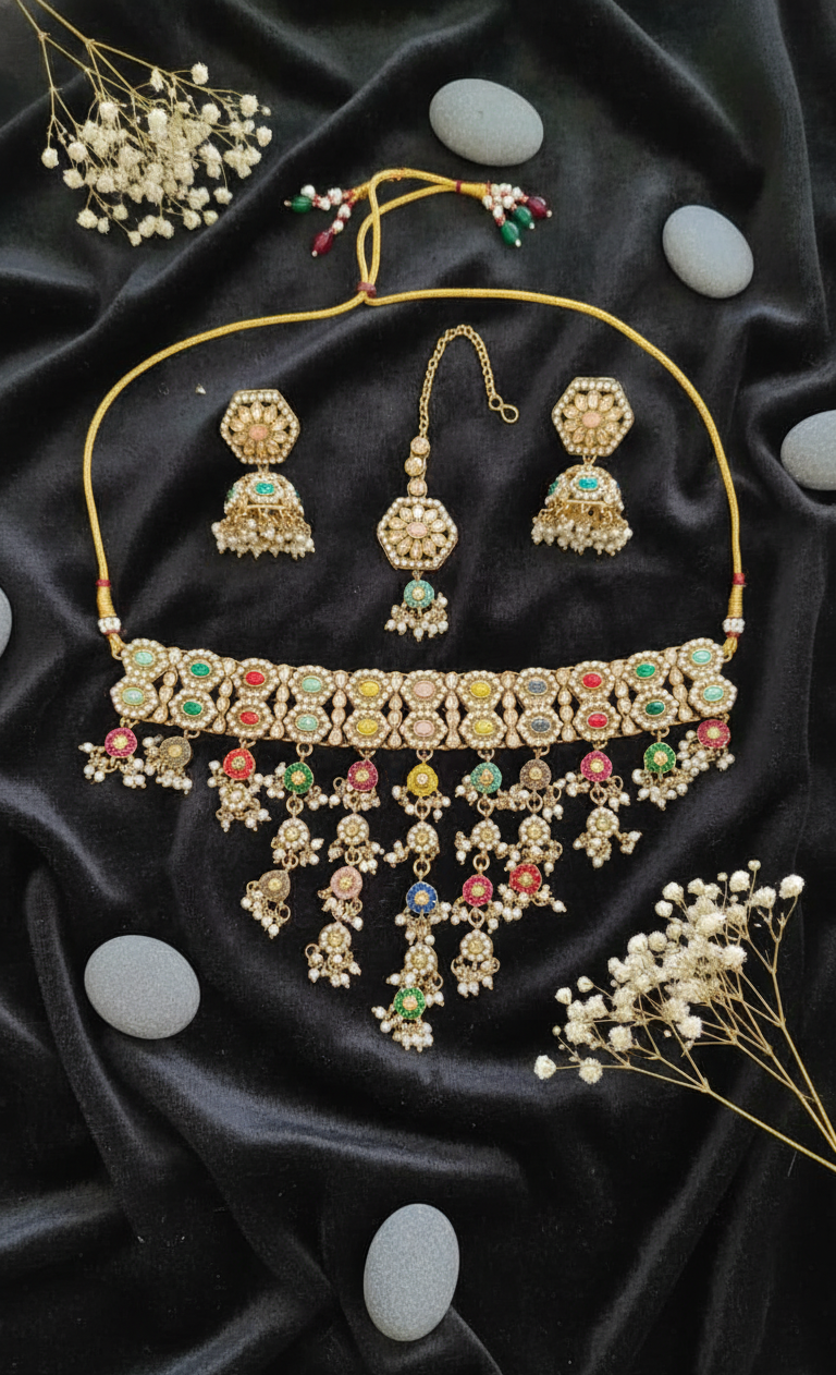 Heritage Hues Kundan & Jhumka Bridal Set