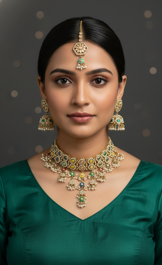 Heritage Hues Kundan & Jhumka Bridal Set