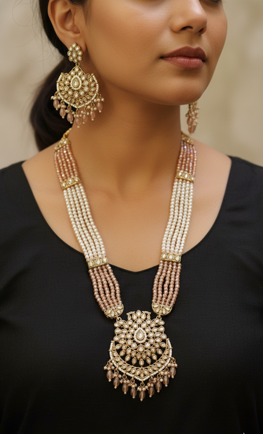 Kundan & Pearl Long Necklace Set