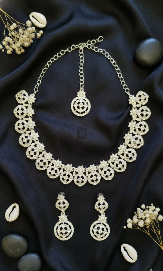 Dazzling Crystal &  Rhodium-Plated Choker Set