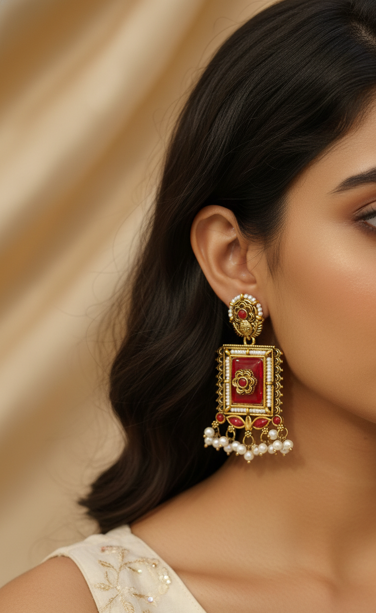 Blushing Rose Pearl Drops Earrings