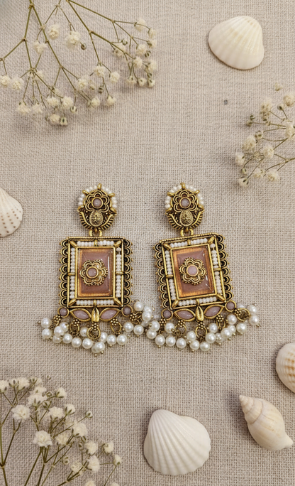 Blushing Rose Pearl Drops Earrings