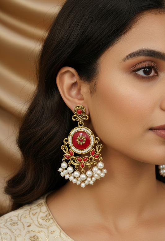 Scarlet Bloom Chandbali Earring