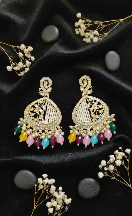 Vibrant Beaded Chandbali Earrings
