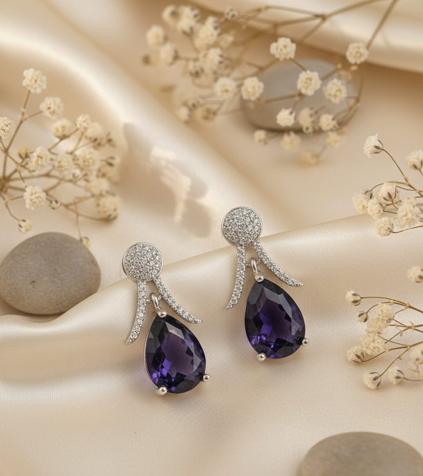 Amethyst Teardrop Dangle Earrings