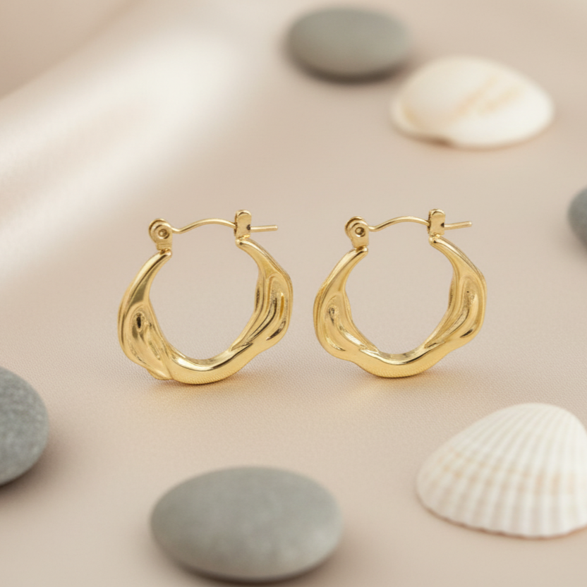 Twisted Gold Huggie Hoops