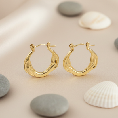 Twisted Gold Huggie Hoops