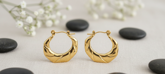 Sculpted Gold Huggie Hoops