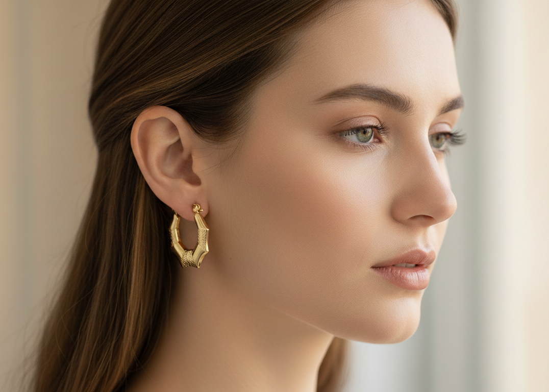 Elegant Bamboo Hoop Earrings
